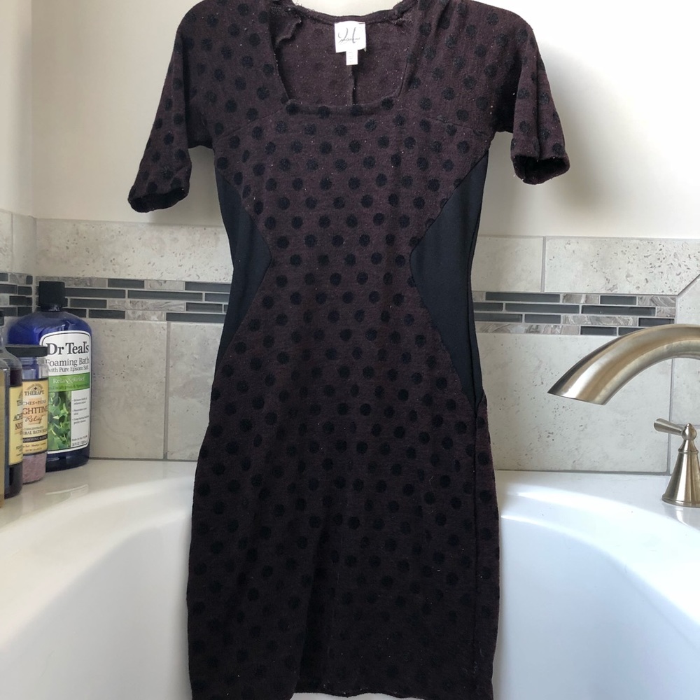 Purple and Black Polka Dot Sweater Dress